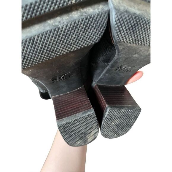 Sorel Addington Leather Strappy Back Block Heel Booties Women's Size 8 Black - Picture 12 of 14